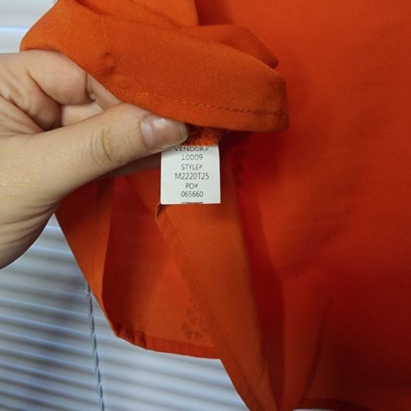 Multiples Blouse | Orange Cold-Shoulder Top with Gold Details - Picture 5 of 5